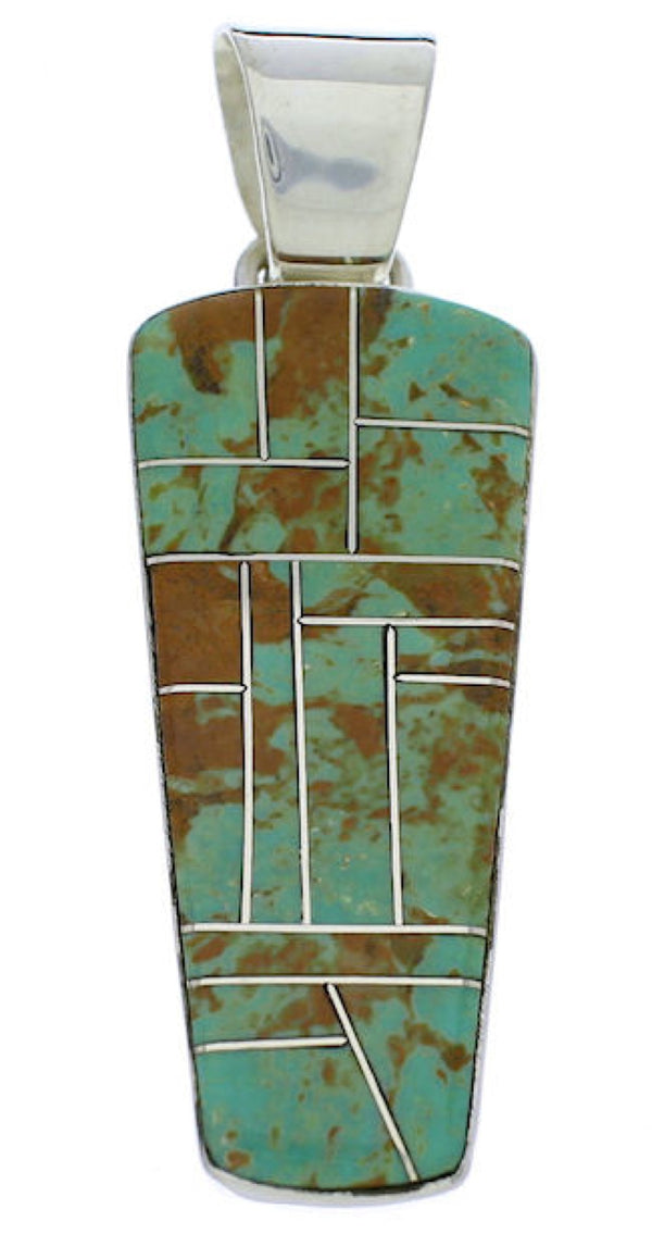 Southwest Silver Jewelry Turquoise Inlay Pendant PX30138